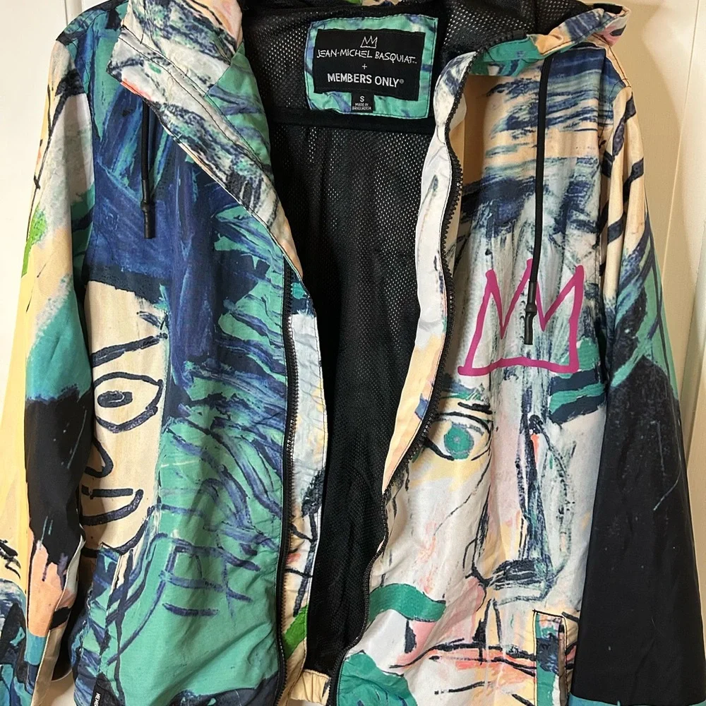 MEMBERS ONLY JEAN MICHEL BASQUIAT HOODED WINDBREAKER SIZE SMALL - Picture 8 of 12